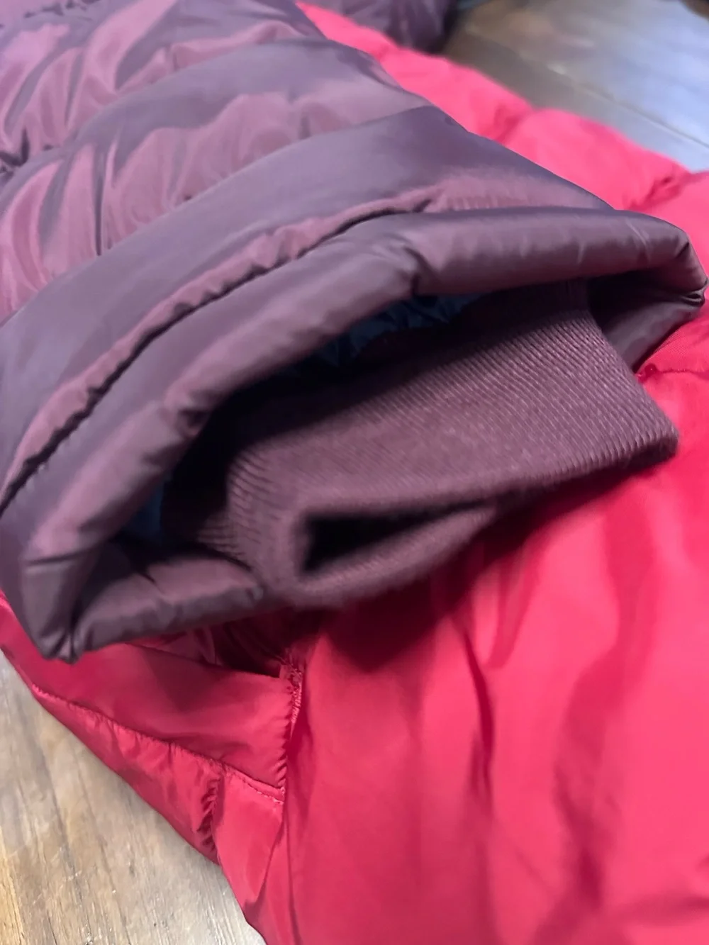 Wonder Nation Boys XXL 18 Colorblock Puffer Jacket Hooded Red Maroon‎ NWT